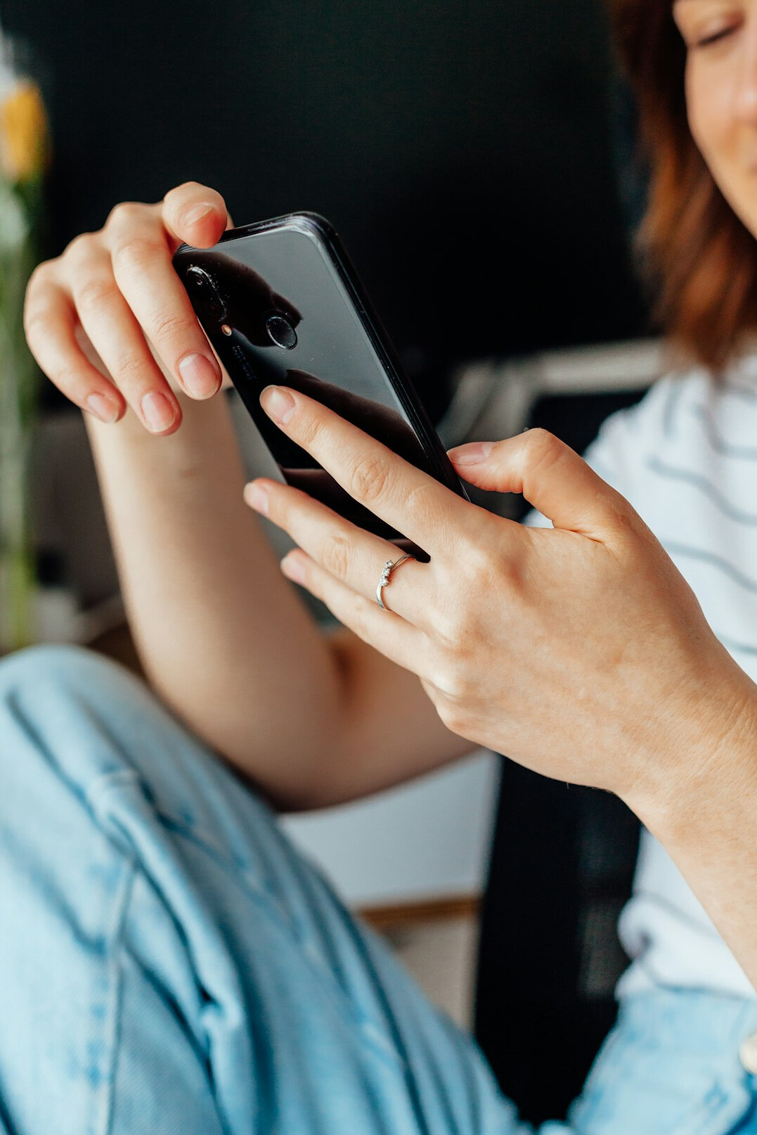 person checking phone news